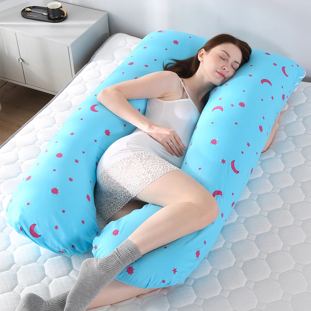 U-shape Pregnant Pillowcase Cotton Printing Multifunction Side Protected Cushion No filler Pure Cotton Printing Cushion Cover
