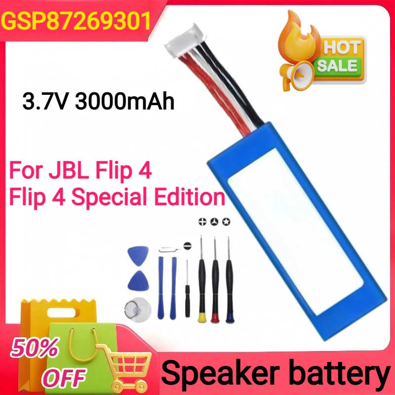 

New 3.7V 3000mAh GSP87269301 for JBL Flip 4, Flip 4 Special Edition Flip4 Speaker Battery +Tools