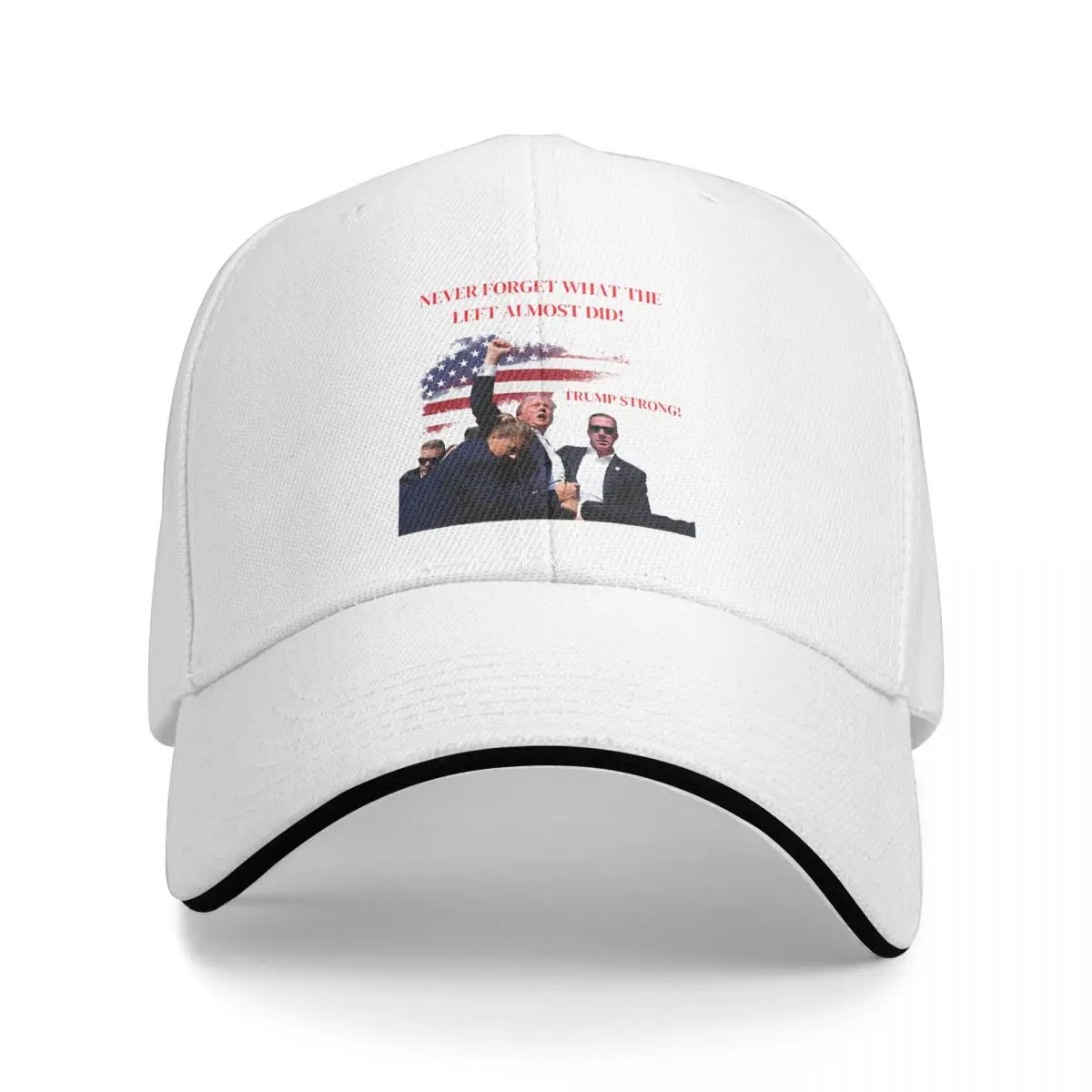 Never Forget What The Left Almost Did! Baseball Caps Fashion Trump Shot Fight 2024 Sandwich Hat Adjustable Dad Hat Activities