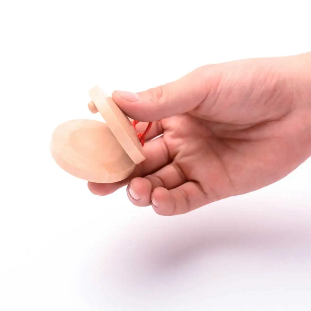 

4 Pcs Wooden Castanets Small Size Smooth Surface Kids Musical Toys Early Education Instruments Clapping Sound Hand Eye