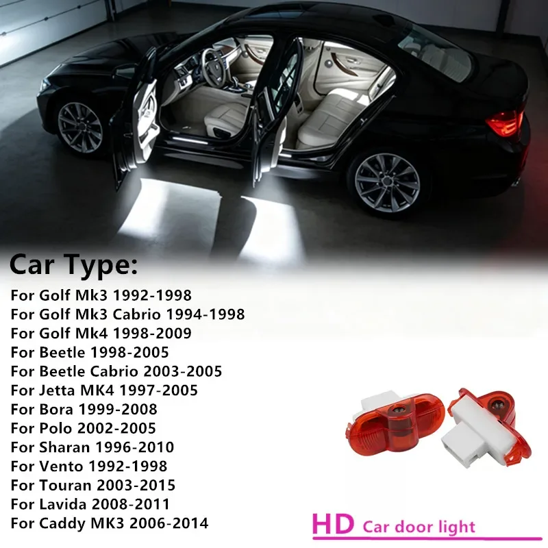 For VW Caddy MK3 Bora Lavida Golf 3 4 MK3 Beetle Jetta MK4 Sharan Vento LED Car Door Projector Ghost Shadow Welcome Light