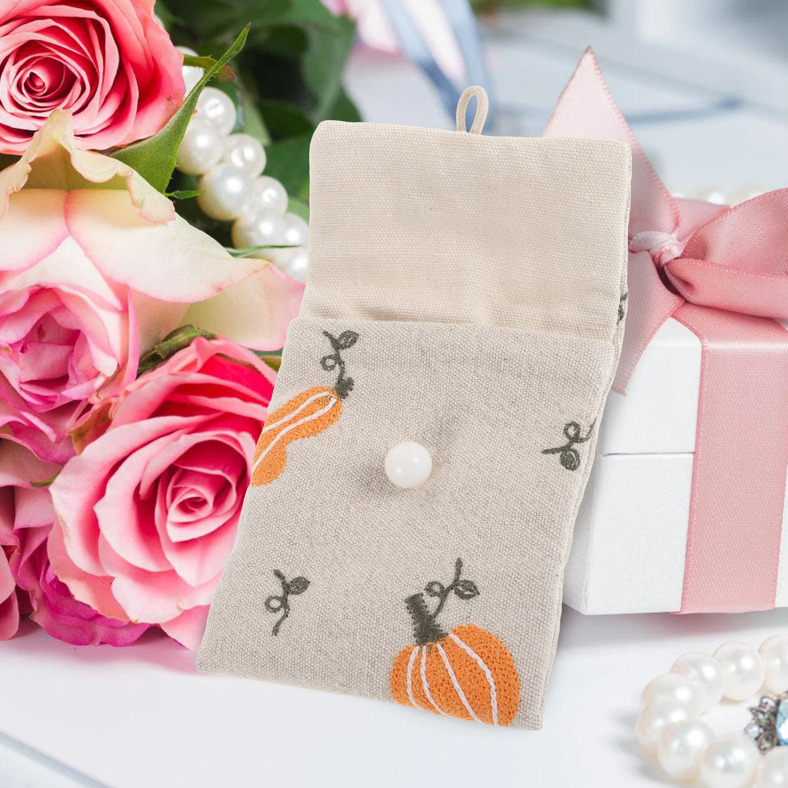 

Small Coin Purse Cotton Linen Embroidered Jewelry Organizer Bag Travel Makeup Pouch Multipurpose Jewelry Storage Pouch Cute