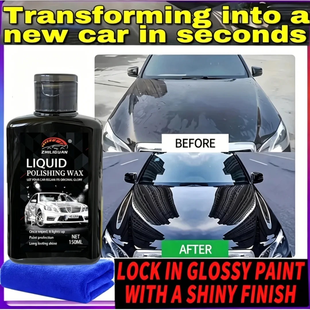 150ml Liquid Polishing Wax with Microfiber Towel, Car Paint Polishing Coating, Long Lasting Shine Paint Protection, Restores Car view 6