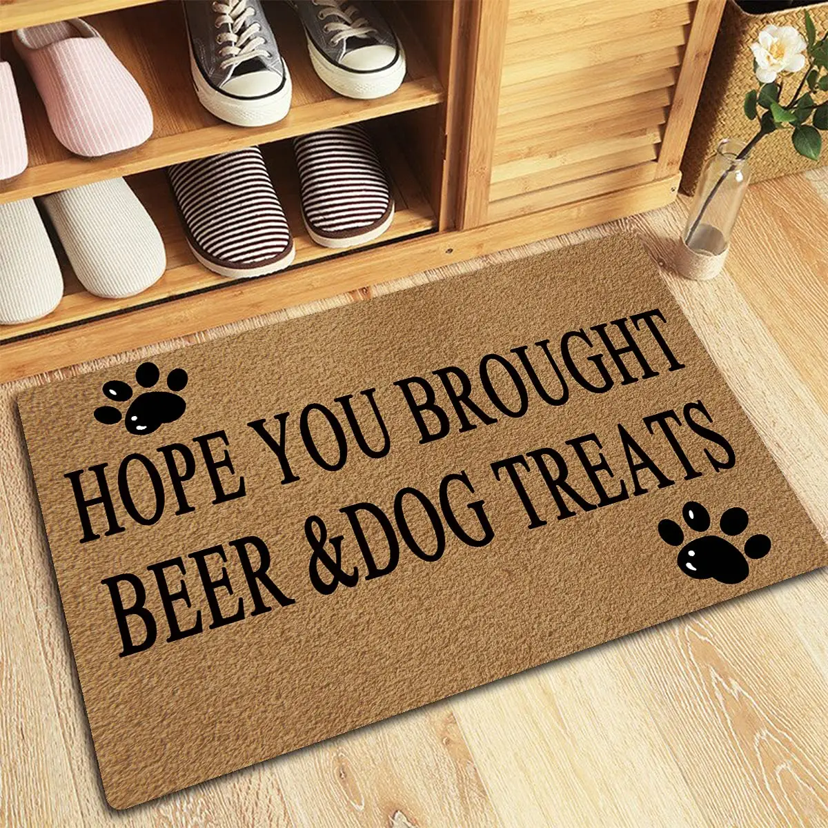 

Hope You Brought Beer & Dog Treats Doormat,Non-Slip Rubber Floor Mat,Housewarming Welcome Door Mat for Outdoor Entryway,Kitchen