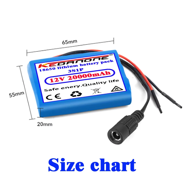

New 12V 20000mAh 3S1P Protection Plate12V 20Ah Battery Pack 18650 Lithium ion DC 12.6V Super Rechargeable Battery+Charger