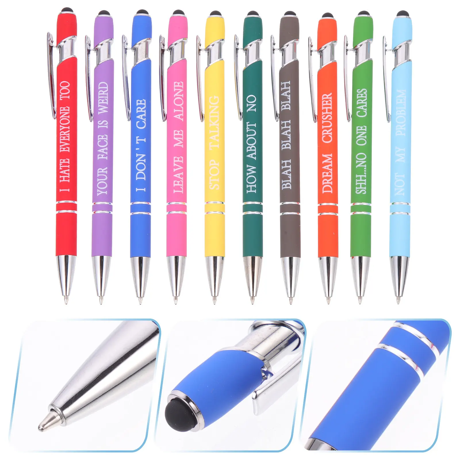 

10Pcs Inspirational Motivational Ballpoint Pens Premium Metal Design Smooth Writing Ergonomic Comfort Fun Office Home Study