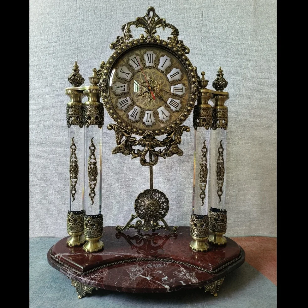 

European style, high-end, crystal clock, living room, creative, villa, retro