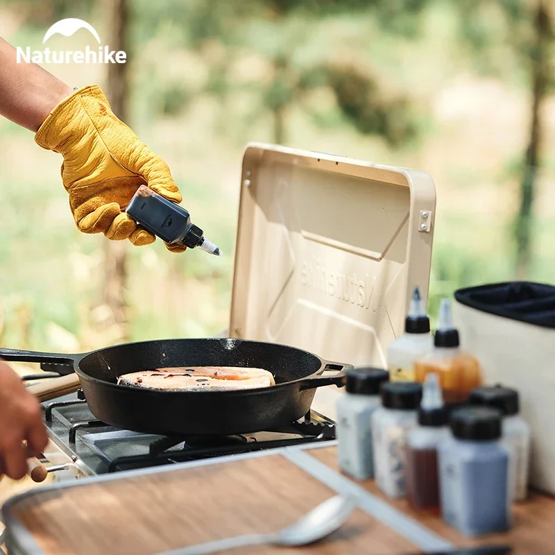 Natureifa-Pot d'assaisonnement de cuisine de camping, récipient à épices portable, fournitures de batterie de cuisine, poudre liquide, barbecue, boîte d'assaisonnement de pique-nique