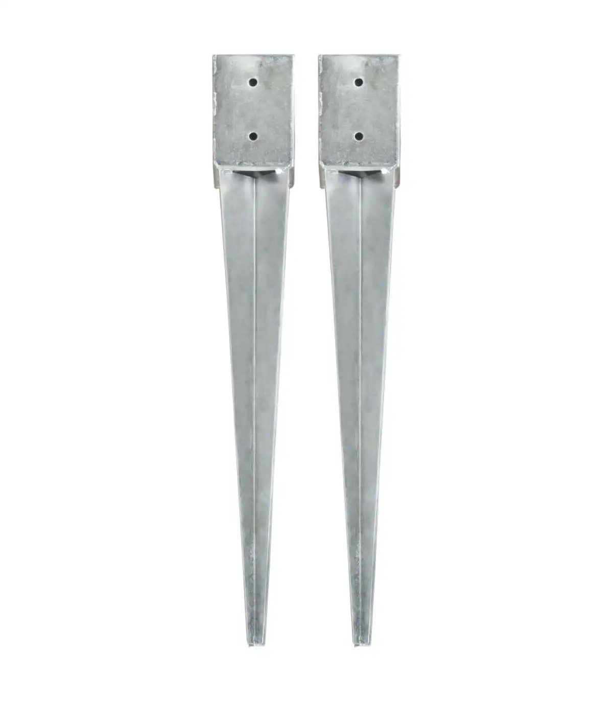 2 Pics Ground Anchor Tips Plated Galvanized Steel 10x10x76 cm