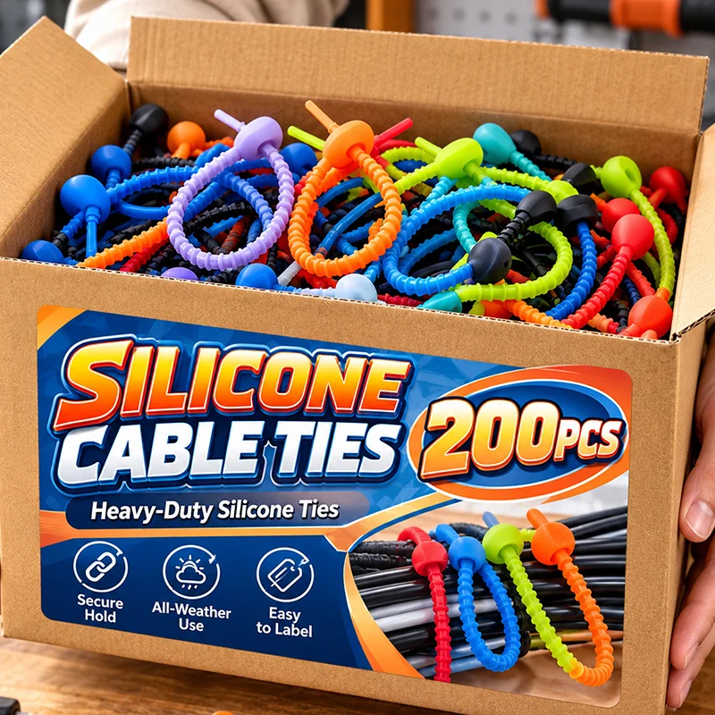 200/10Pcs Reusable Bag Ties Twist Wire Fasten Cable Zip Tie Headset Data Line Multi Color Silicone Universal Straps Supplies