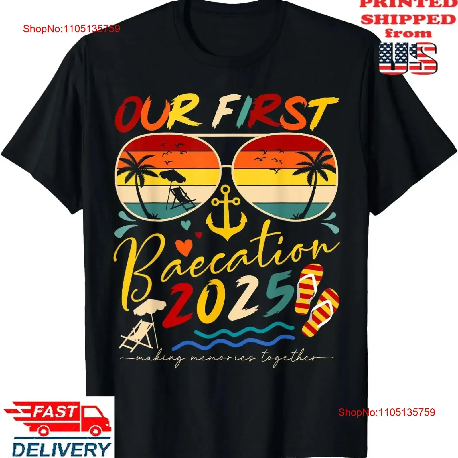 Our First Baecation 2025 Matching Couple Cruise Trip T Shirt  vintage Washed Versatile Soft Stretched homme designer clothes