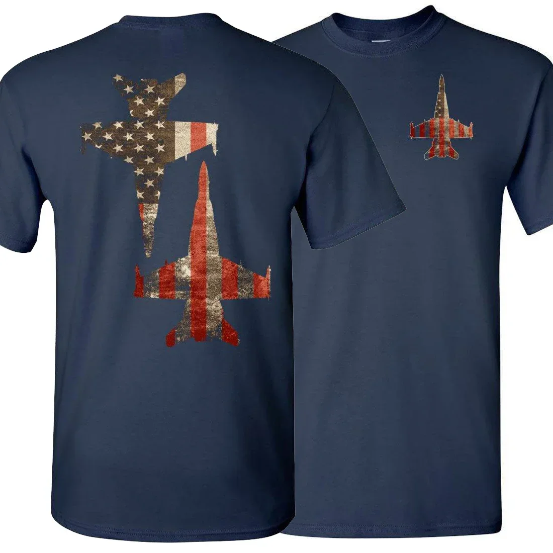 American Flag F/A-18 Super Hornet Fighter and Attack Aircraft T Shirt 100% Cotton Short Sleeve O-Neck Casual T-shirts Size S-3XL