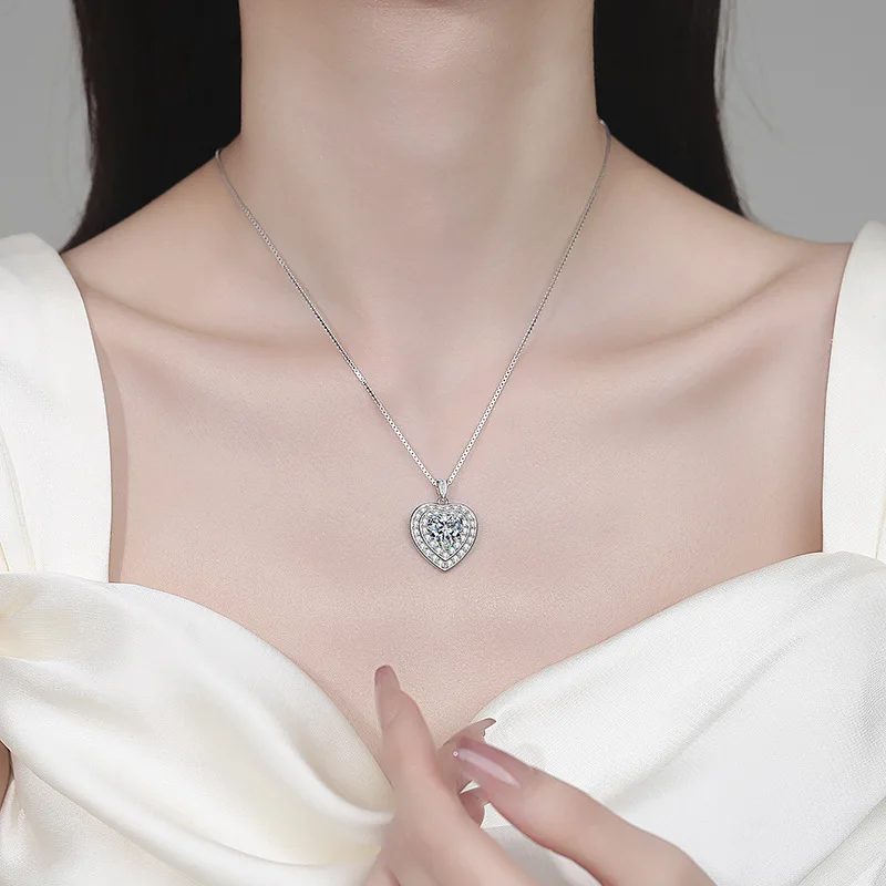 

Women PT950 Platinum 4CT Heart Moissanite Pendant Necklace - Romantic meaning, stylish, ideal for gifting