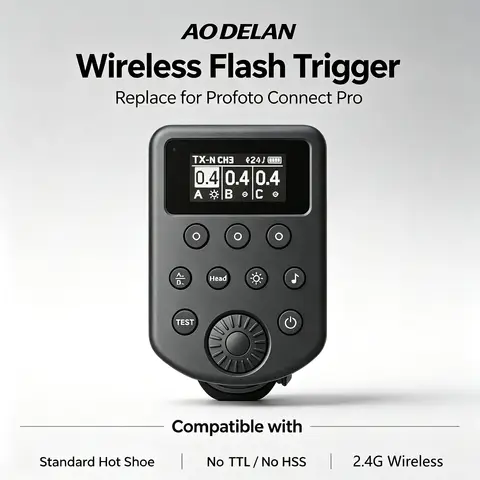 AODELAN E7 Wireless Flash Trigger with ISO Hot-Shoe for Sony Canon Fujifilm Nikon Cameras; Flash Transmitter Supports Air1 Air2