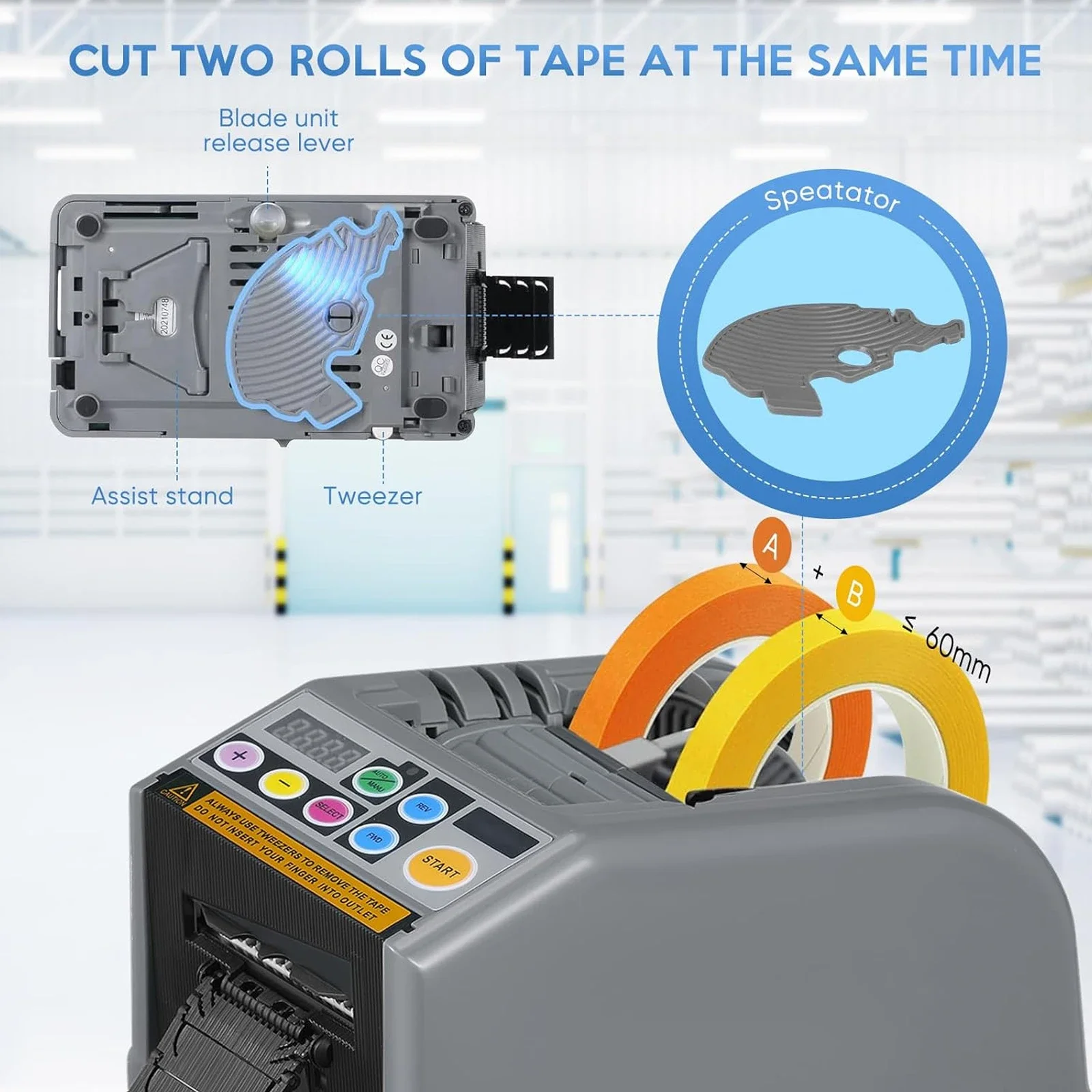 Electronic Automatic Tape Dispenser, Multifunctional Tape Cutter Packaging Machine for Various Tapes