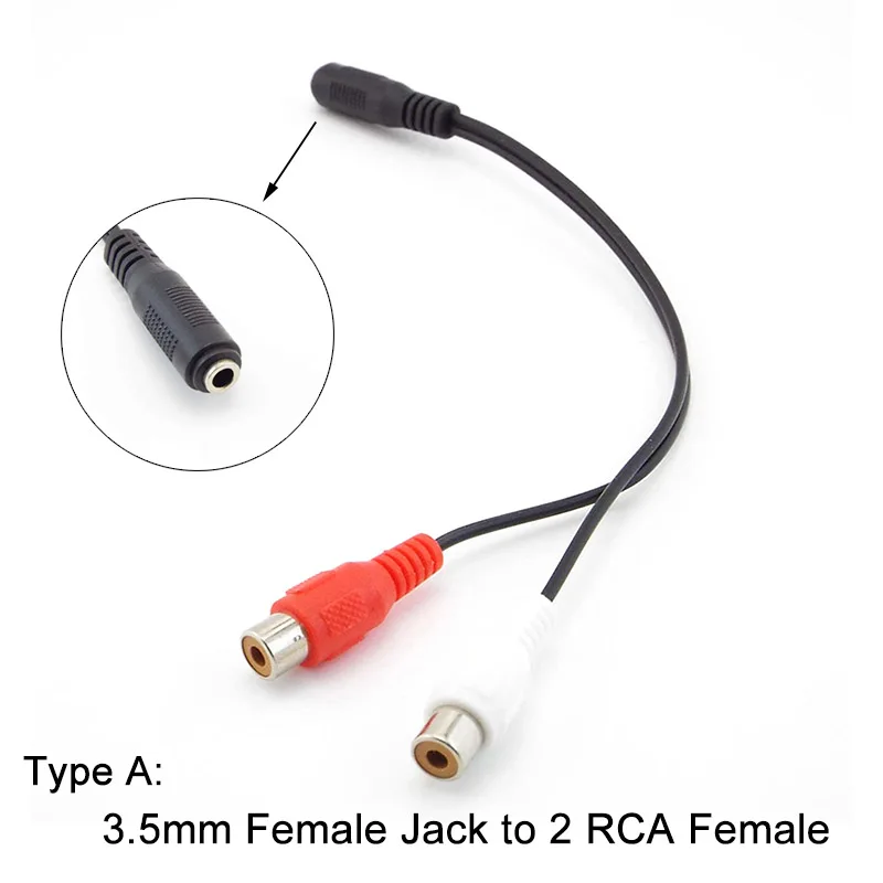 Universal RCA Cable 3.5mm Jack Plug Stereo Audio Cable to 2RCA Socket Female to male to Headphone 3.5 AUX Y Adapter Audio Cables