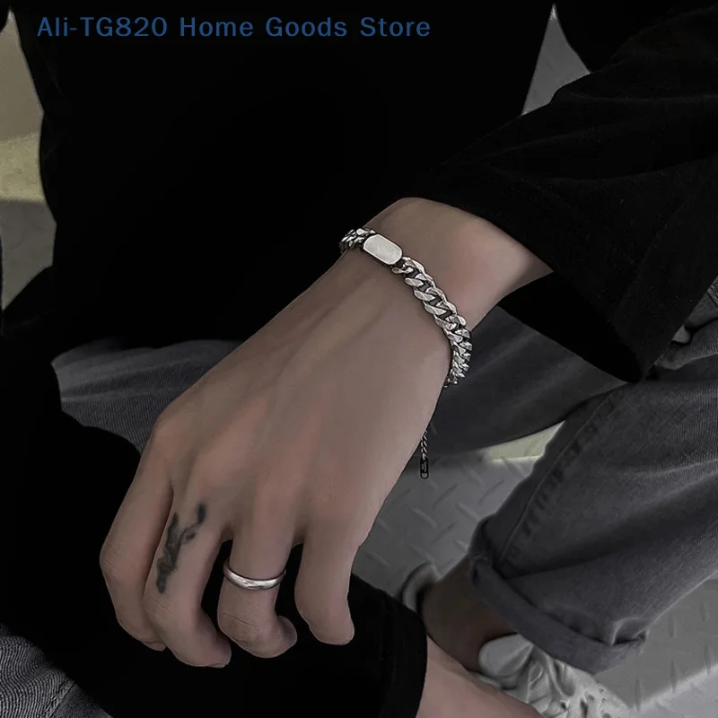 [TG820]Titanium Steel Trendy Square Bracelet Hip-hop Fashion Simple Personality Cold Cool Style Bracelet Hand Jewelry Gift