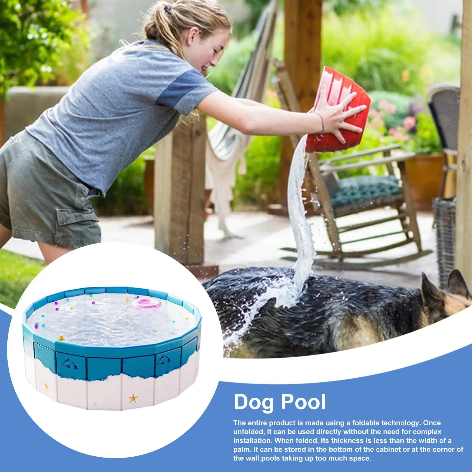 

Dog Swimming Pool Folding Cat Swim Bathtub Non Slip Dog Water Play Pool With Drainage Pipe For Adventure Outdoor Beach Games