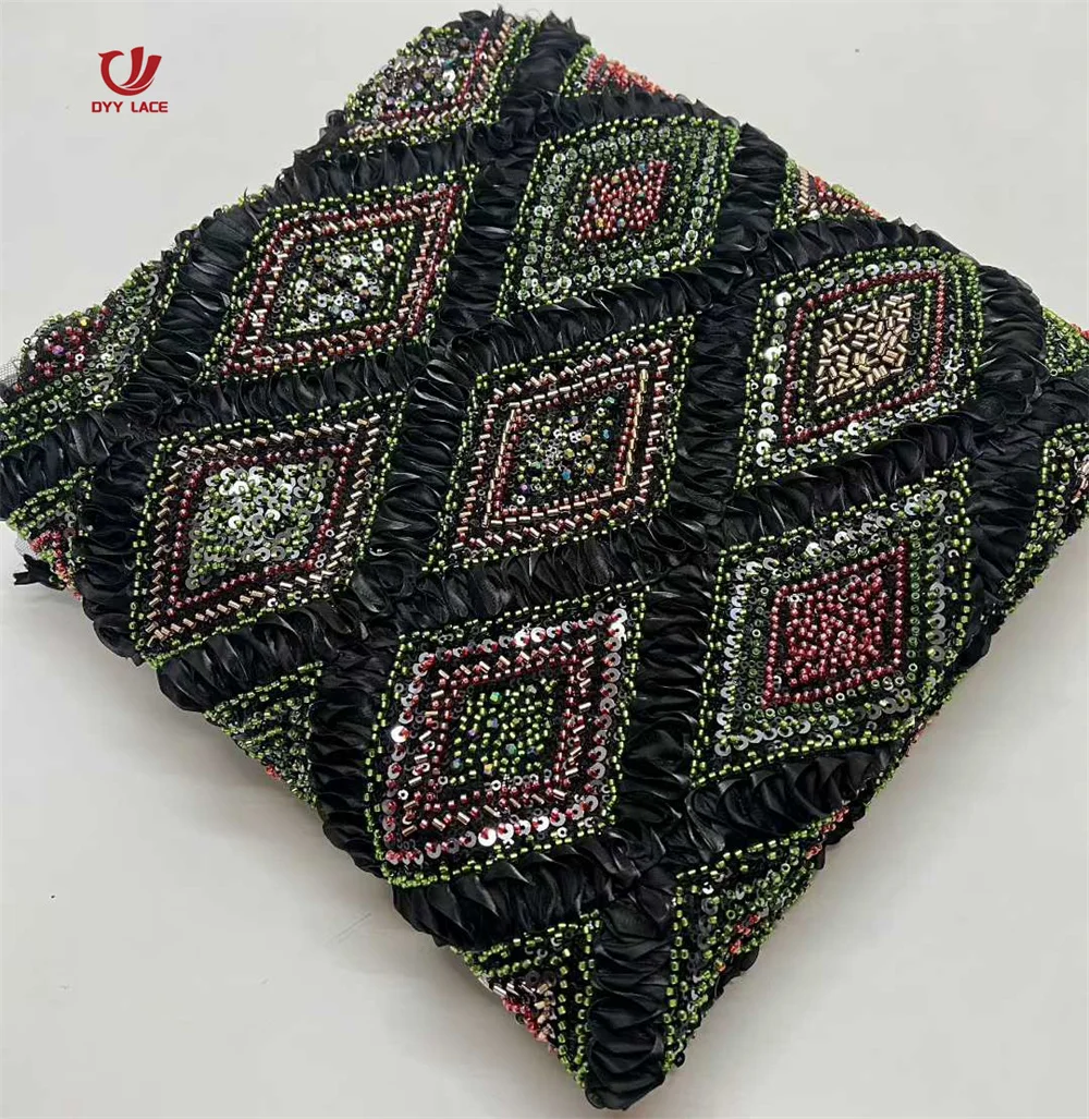 2026 Luxury French Tulle Net Lace with Sequins and Beads African Nigerian Embroidered Lace Fabric Lace Fabric for Sewing 5 Yards