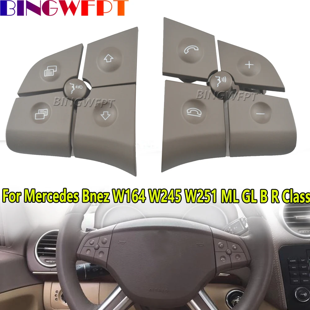 10 Key High Quality Steering Wheel Switch Control Button Covers For Mercedes Benz W164 W245 W251 ML GL 300 350 400 450 2006-2009