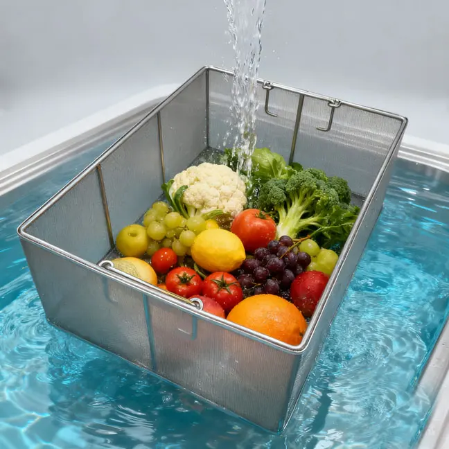 304 Stainless Steel Instrument Cleaning Basket, Rectangular Metal Wire Mesh Basket for Washing, Filtering, Draining, Steaming, F
