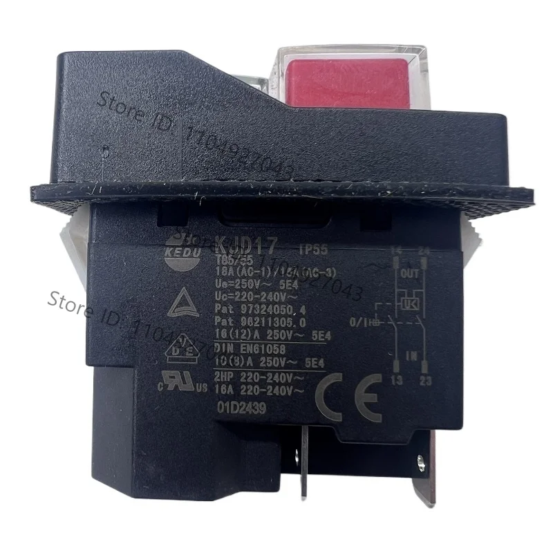 KJD17 IP55 Waterproof Push Button Electromagnetic Switch 4 Pin AC250V 16A MagnetIc Starter Power Tool Safety Switches for Machin