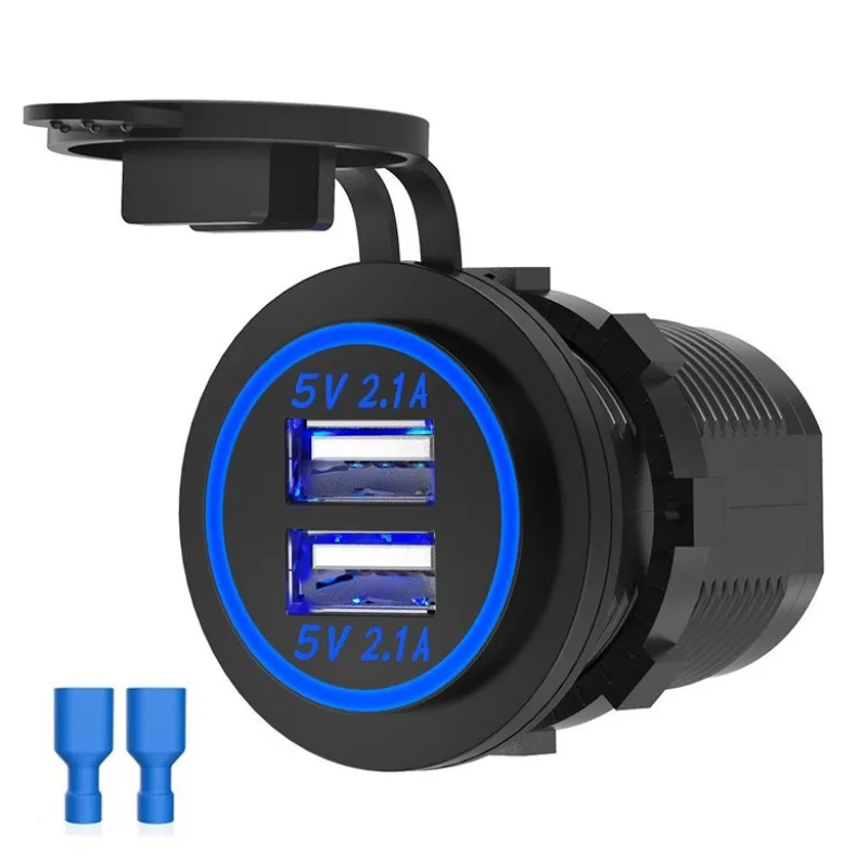 شاحن سيارة مع كابل مدمج، شاحن USB الكل في واحد للسيارة والدراجات النارية #5