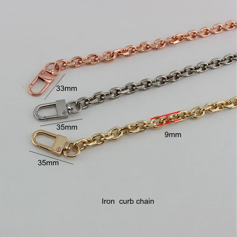 1 piece 40-140cm 9mm wide O chain Anodized Rose Gold/Gold/Silver For Shoulder Bags Handbag Buckle Handle DIY