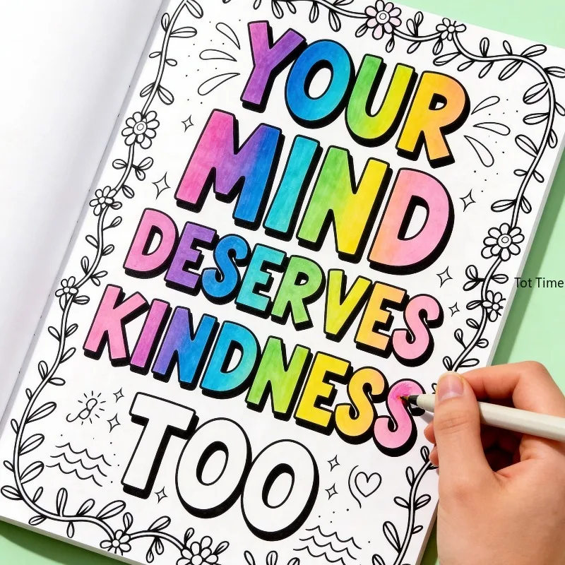 A Coloring and Inspirational Graffiti Picture Book, Bubble Art Font Positive Energy Healing Short Sentences, Stress Relieving