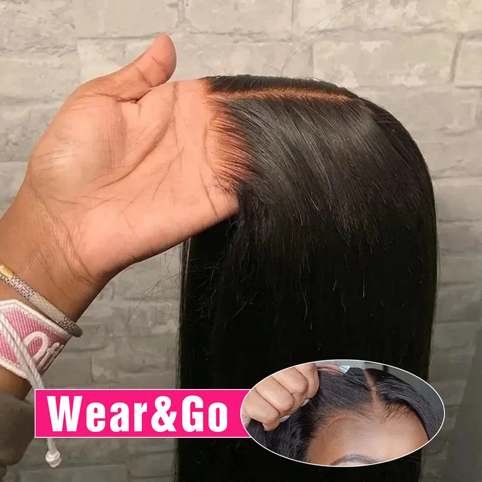 Pelucas rectas sin pegamento para mujer, cabello 100% humano listo para usar y listo para usar, peluca prearrancada de encaje Hd de 13x6, 30 y 36