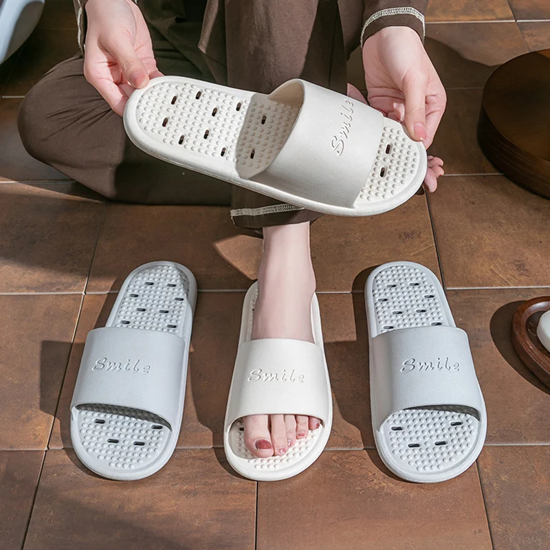 Hollow Out Quick Dry Bathroom Shower Slippers Women Summer 2026 Lightweight EVA Non Slip Indoor Slippers Couple's Bedroom Slides - view 3