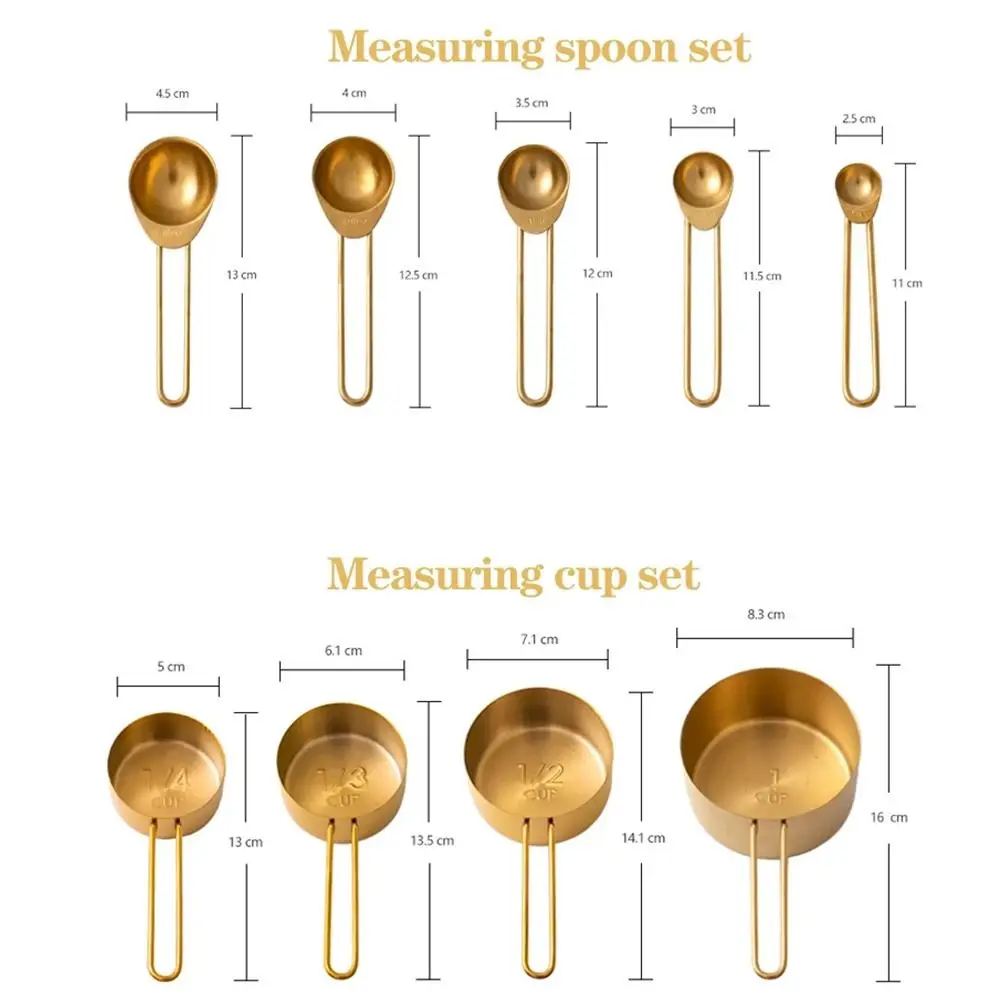 Stainless Steel Measuring Cups Gold Baking Tool Baking Measuring Spoon Restaurant Cooking Measuring Cup Set Kitchen