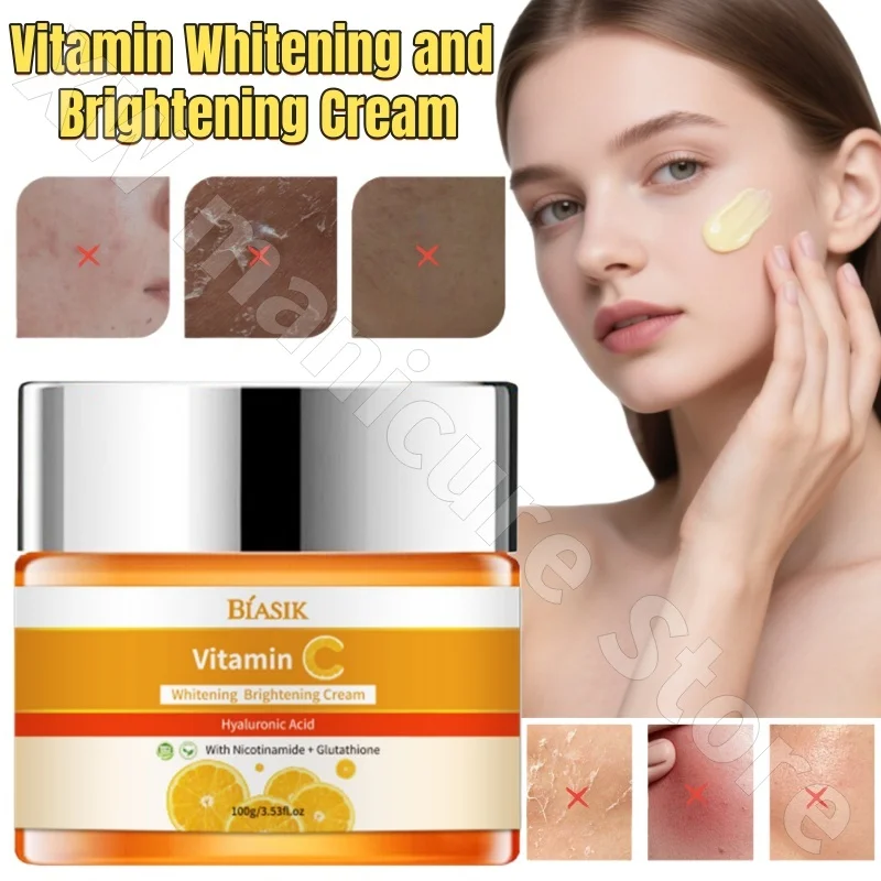 Vitamin C Moisturizing Cream Deep Nourishing Hydrating Brightening Skin Tone Improving Rough and Dull Skin Care Cream 100g