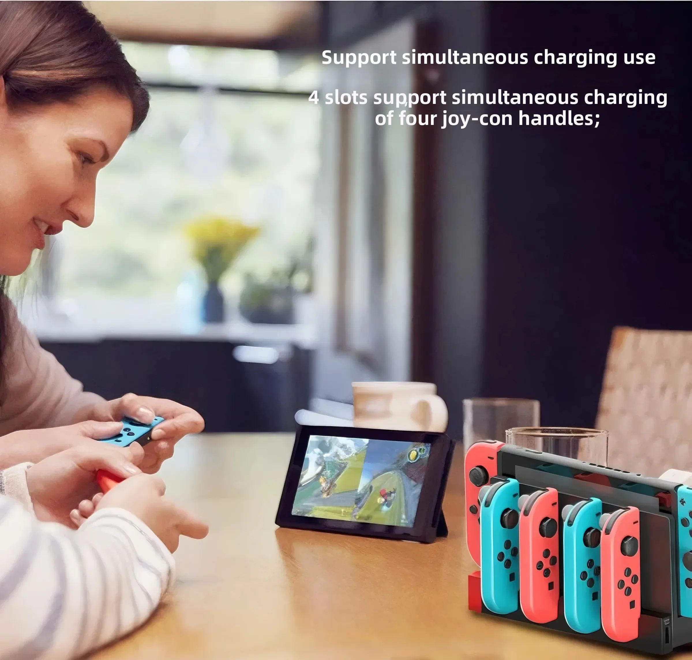 Switch Joycon Charging Dock Station for Switch OLED - Charges Up To 4 Controllers, Compatible with Switch and OLED Model
