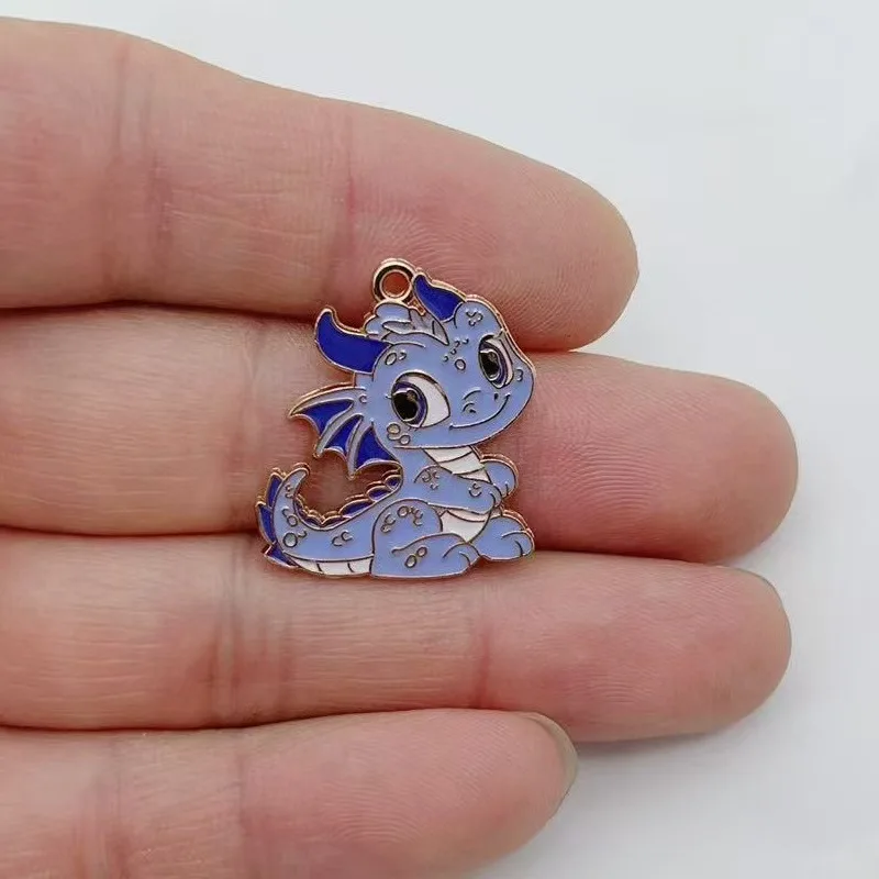 10pcs Personalized Little Flying Dragon DIY Cartoon Drip Oil Jewelry Accessories Single Hanging Cute Pendant Earrings Necklace K view 2