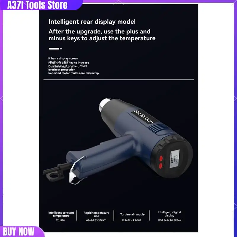 

Air Dryer Digital Display Car Film Heat Gun For Welding Hot Air Machine, Shrink Packaging, Car Film US Plug-[A37I]