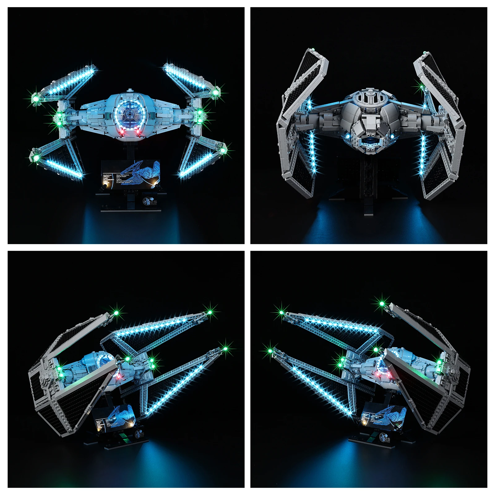 مجموعة إضاءة LED بدون نموذج مناسبة لـ LEGO Star War TIE Interceptor 75382 (باستثناء مكعبات البناء)