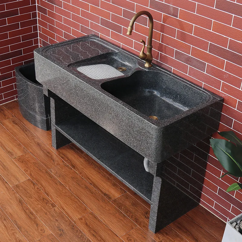 Stone laundry pool with washboard Outdoor courtyard Stone sink Outdoor vegetable washing balcony Marble household pool
