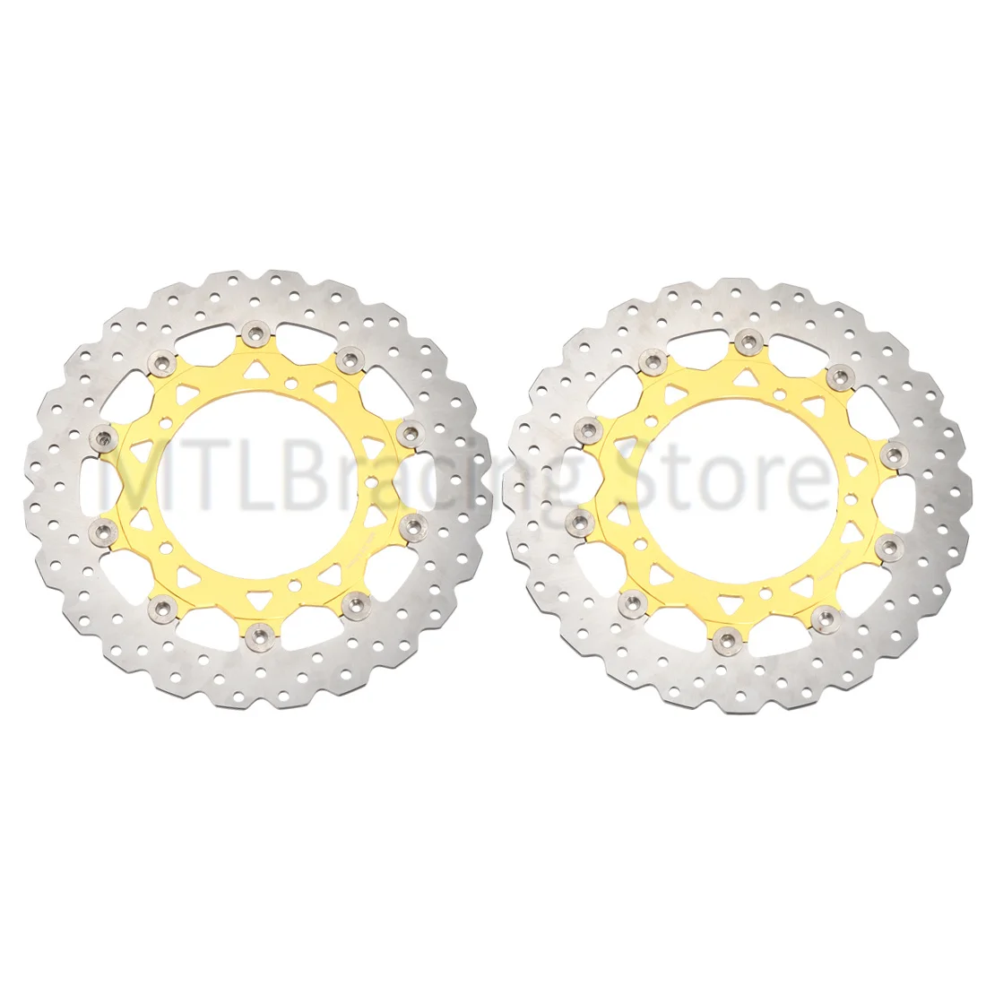 2xFront Brake Disc Rotor Gold For Yamaha XTZ1200 SUPER TENERE 2010-2024  23P-2581T-00-00 Front Wheel Brake Rotor