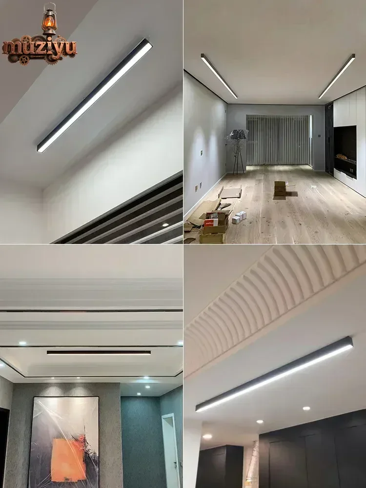 

Muziyu Modern Long Strip Surface Mounted Minimalist Black/White/Gold Ceiling Lights Aisle Balcony Bedroom Dining Room Lamp LED