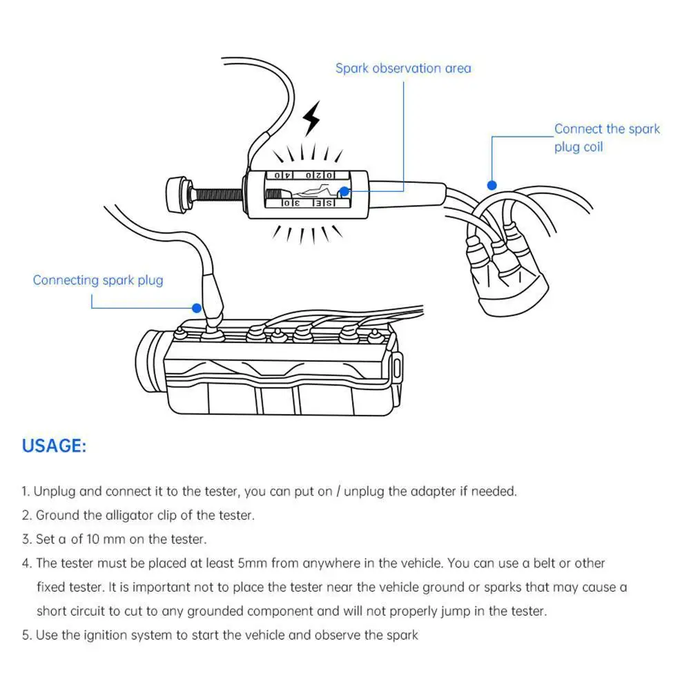 Adjustable Spark Plug Tester For Ignition System Universal Ignition Coil Tester Automotive Diagnostic Tools Car Accessories E7F0