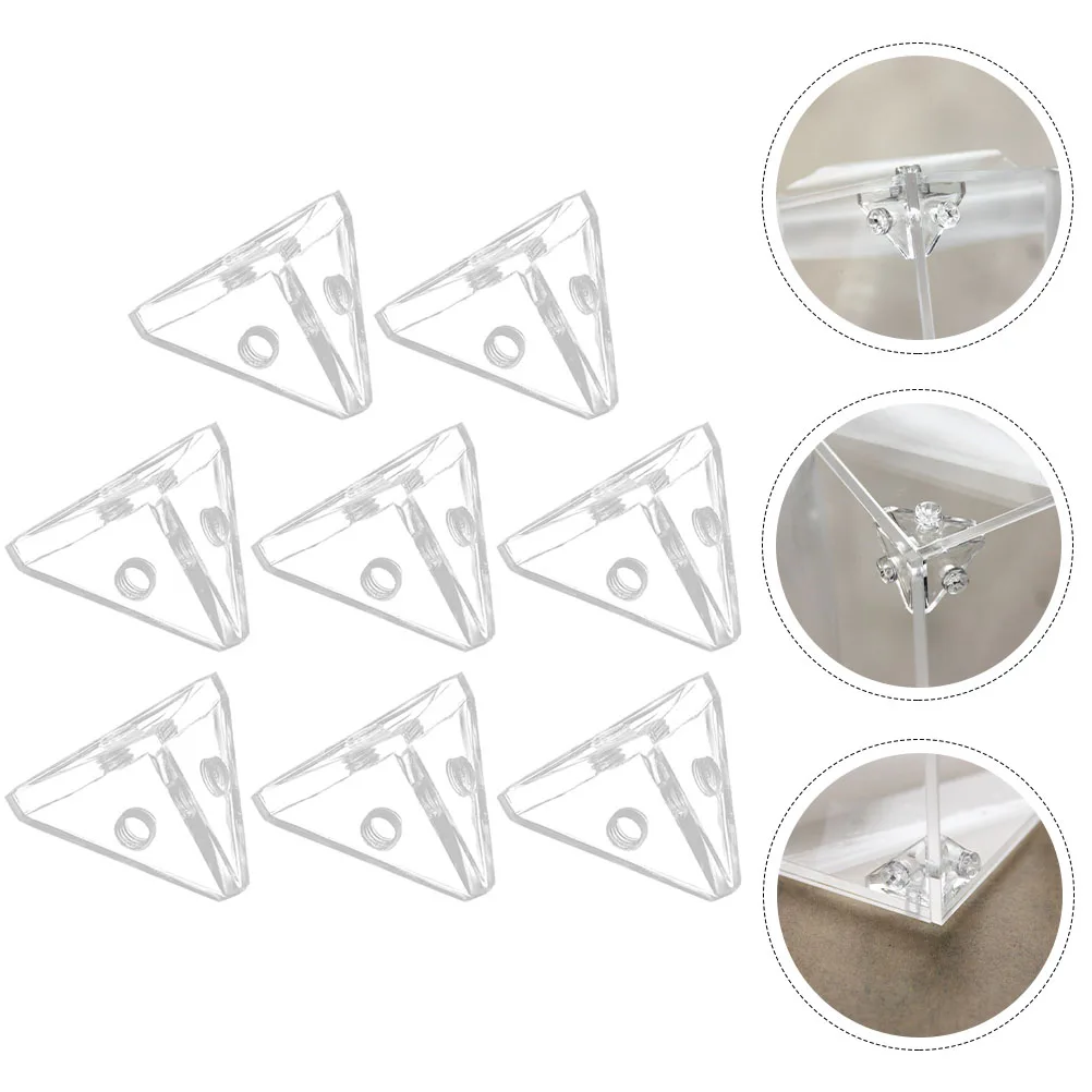 8pcs Acrylic Display Case Connectors Triangle Connectors Acrylic Display Case Corner Connector Brackets For Repairing Furniture