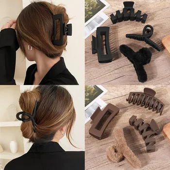2/3/4 pçs conjunto de headwear moda feminina garra clipe café preto acrílico grande garra de cabelo coreia para menina clipe barrette acessórios para o cabelo