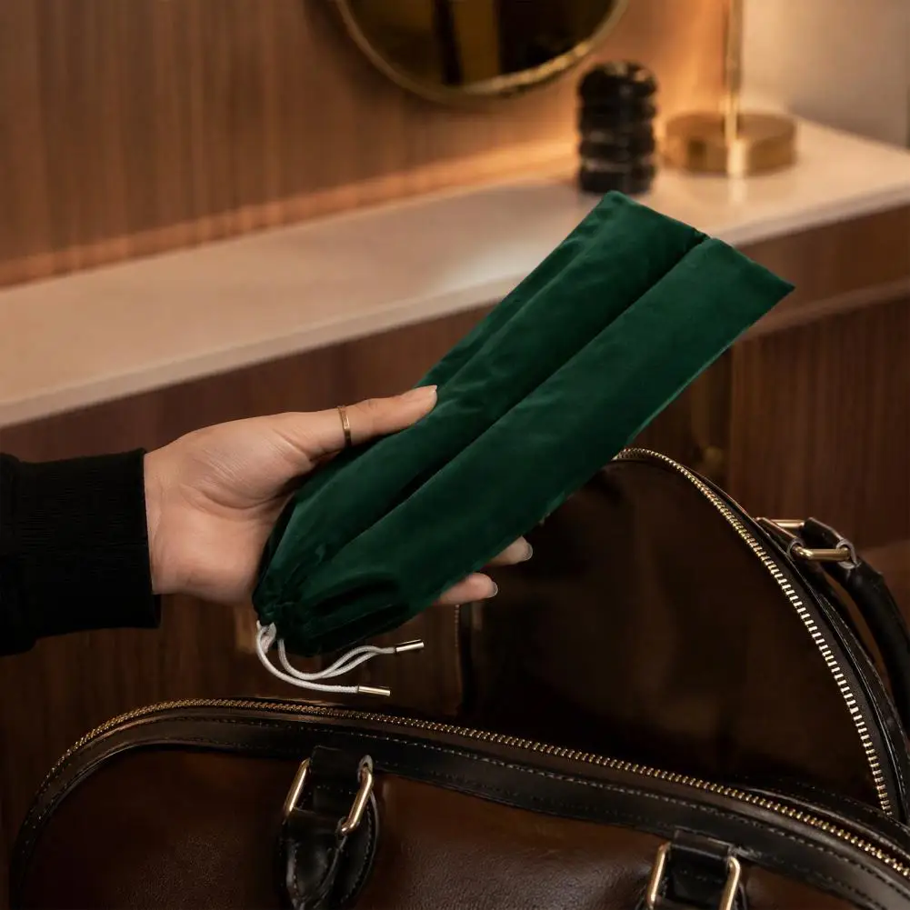 Soft Suede Game Accessory Organizer Mahjong Rack Pushers Storage Bag Soft Suede Drawstring Pouch Compact Protective for Standard