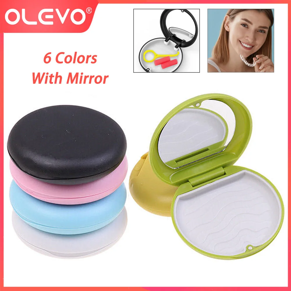 OLEVO Dental Invisible Brace Retainer Box With Mirror Mouth Guard Denture Storage Orthodontic Aligner Case False Teeth Organizer