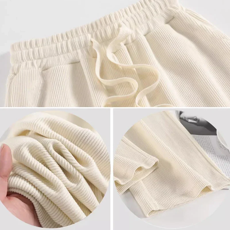 بنطلون بساق مستقيمة للنساء ، بنطلون طويل أحادي اللون ، بنطلون حراري قطيفة للسيدات ، ساق واسعة ، أوقات ترفيهية موجزة يومية ، نسخة كورية ، الخريف والشتاء ،