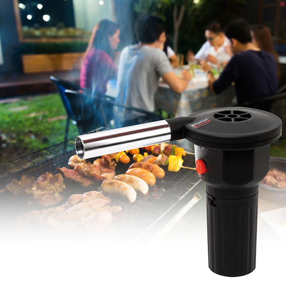 BBQ Electric Fan Air Blower Aluminum Alloy Barbecue Air Blower Handheld Barbecue Grill Fire Bellow Grill Tool for Picnic Camping