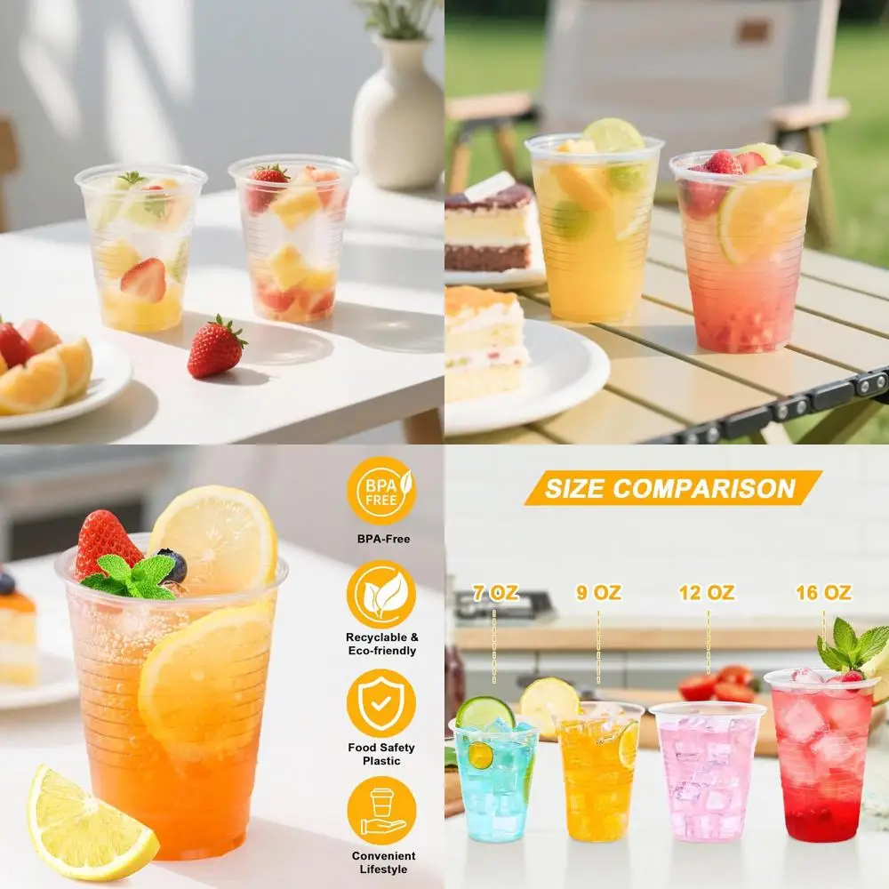 

9 oz Disposable Clear Plastic Cups, 2000 Pack, Ideal for Parties and Beverages