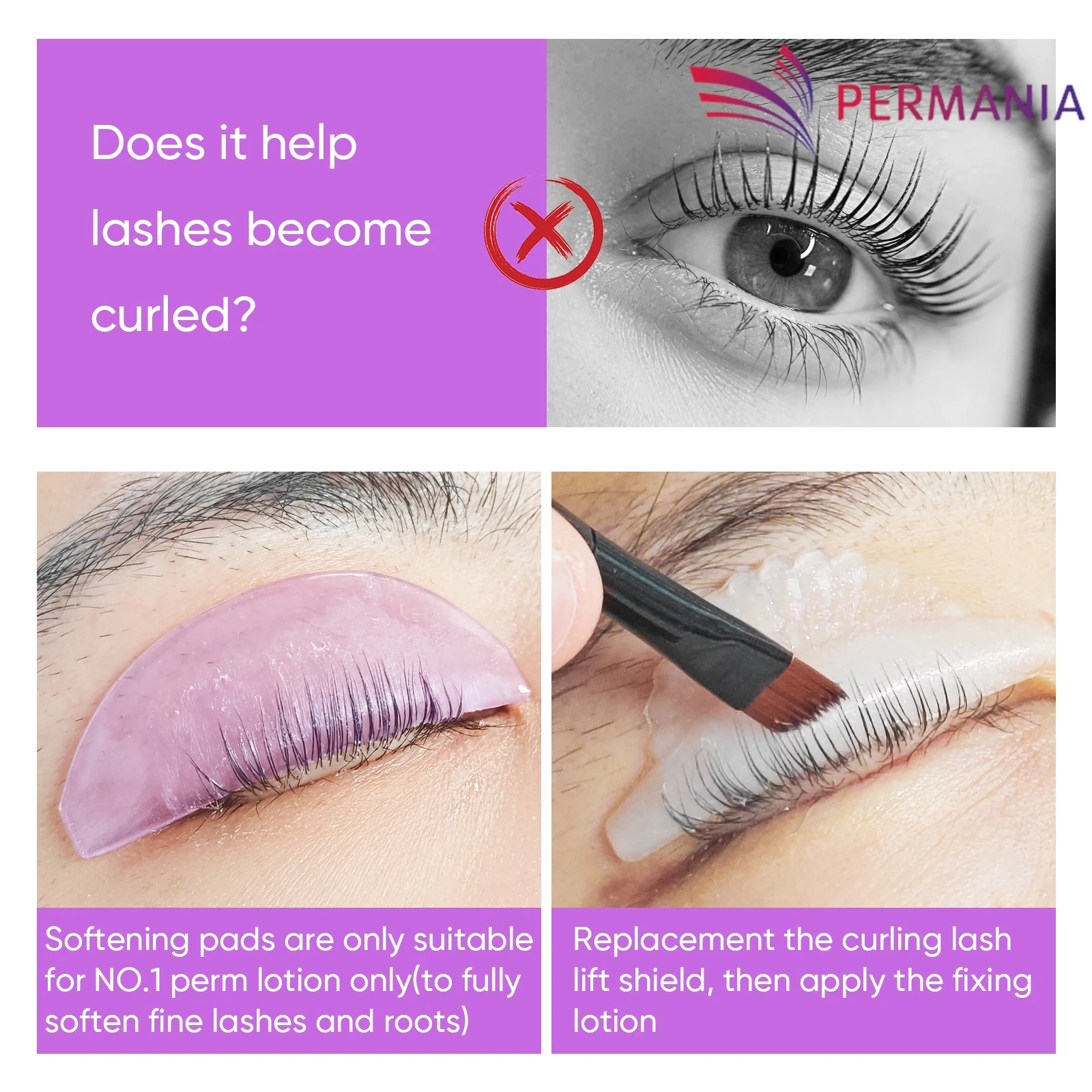 PERMANIA 2PC Silikon Lash Perm Pads Weichmachende Hebe Wimpern Stange Schild Selbstklebende 3D Wimpern Curler Zubehör Make-Up-Tool
