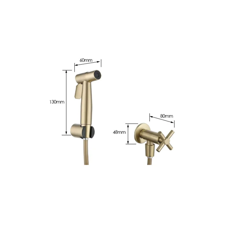 Imagem -05 - Banheiro Bidé Faucet Grupo Wall Mounted Ouro Escovado Handheld Mão Pulverizador Chuveiro Limpeza Aço Inoxidável 304